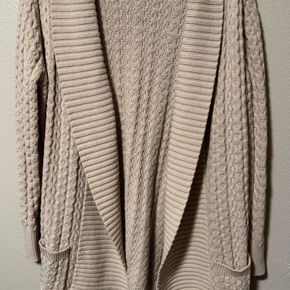 Leo & Nicole Sweaters - Leo & Nicole Cream Cardigan Sweater with Waterfall Collar